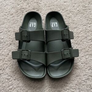 EUC GAP Olive Green Double-Strap Buckle Slide Sandals - Size 6